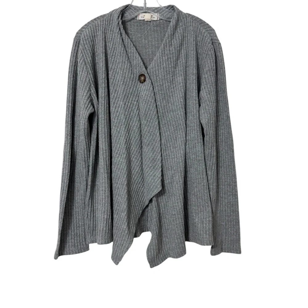 Walking On Sunshine Gray Cardigan Sweater with Waterfall Front Girls Size Medium
